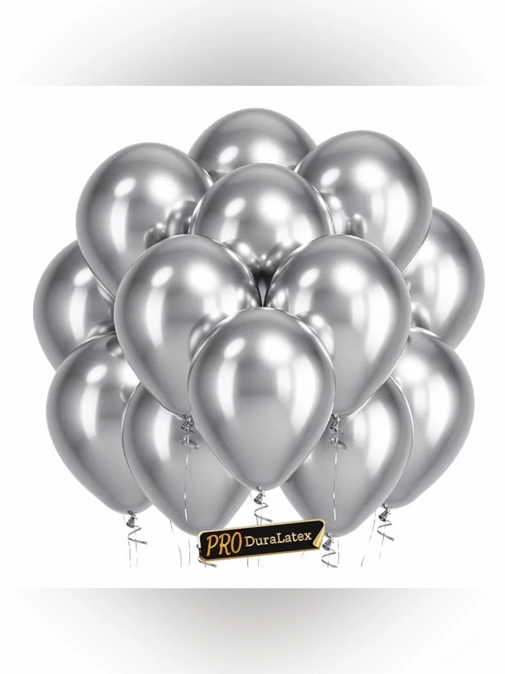 100~Pro Duralatex Metallic Silver Balloons 12 inch Extra-Thick Silver Balloons